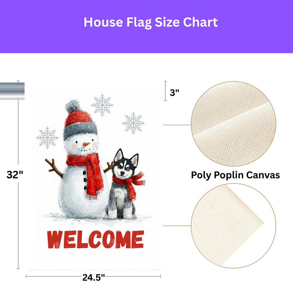 Alaskan Klee Kai and Snowman Garden Flag