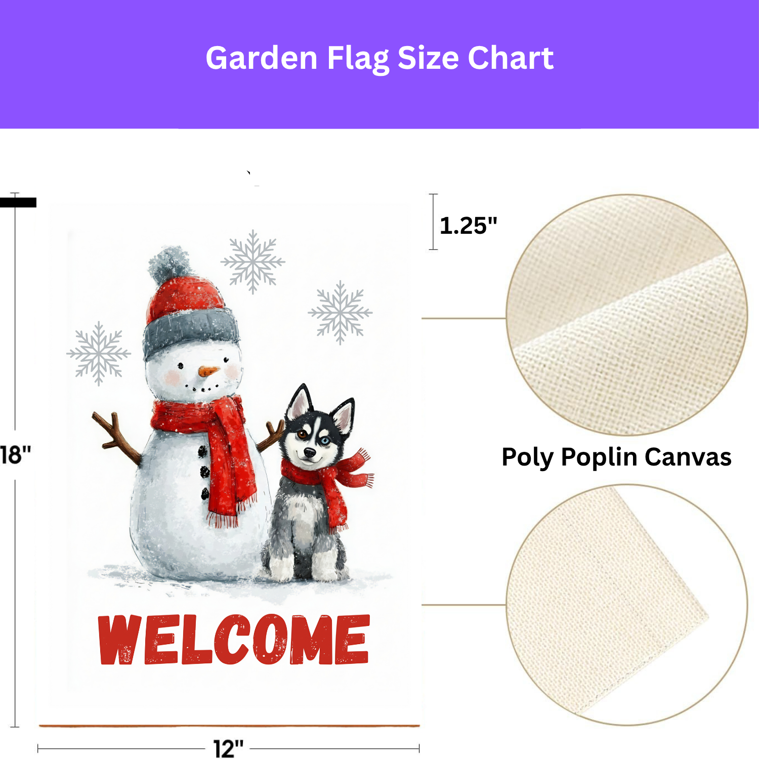 Alaskan Klee Kai and Snowman Garden Flag