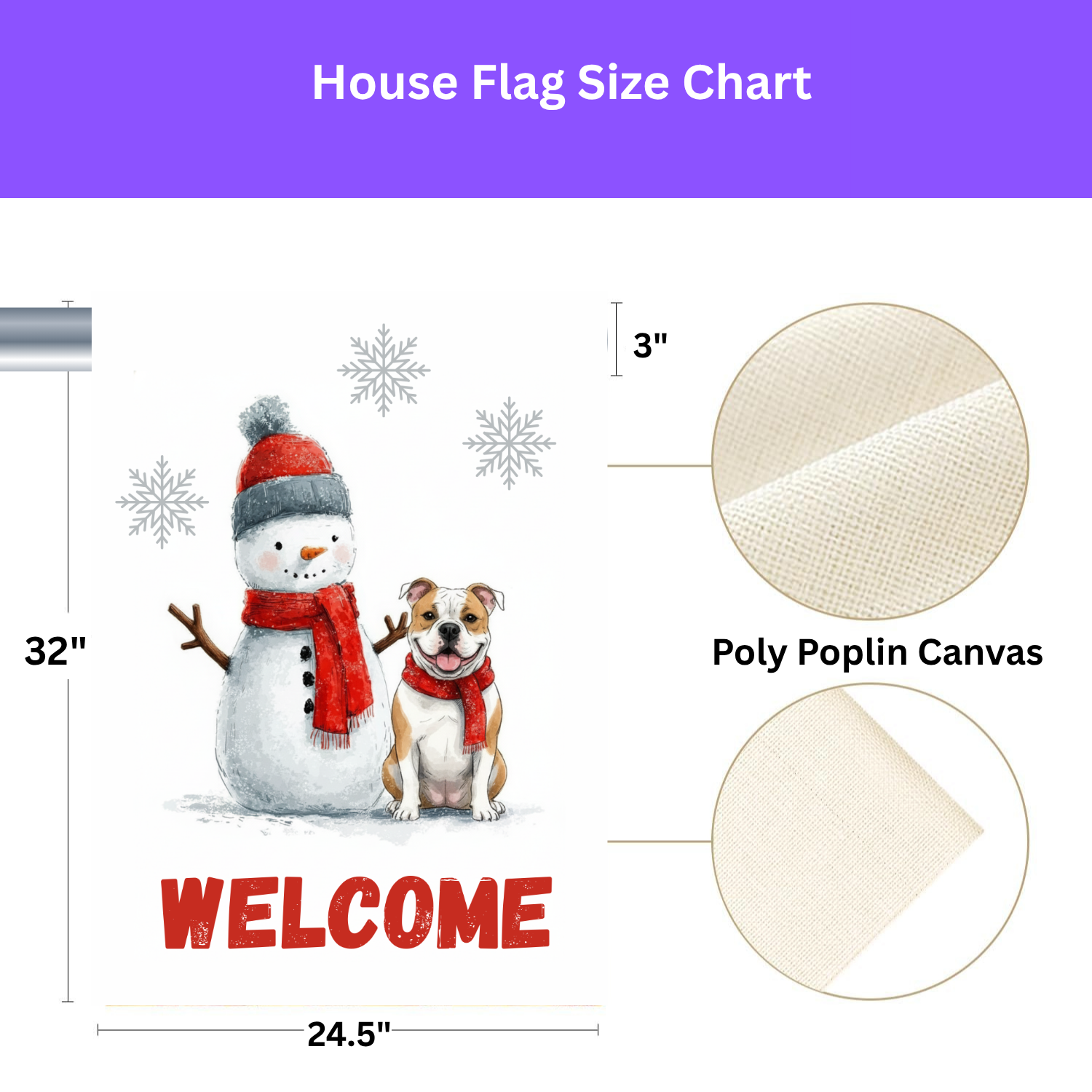 American Bulldog and Snowman Welcome Garden Flag