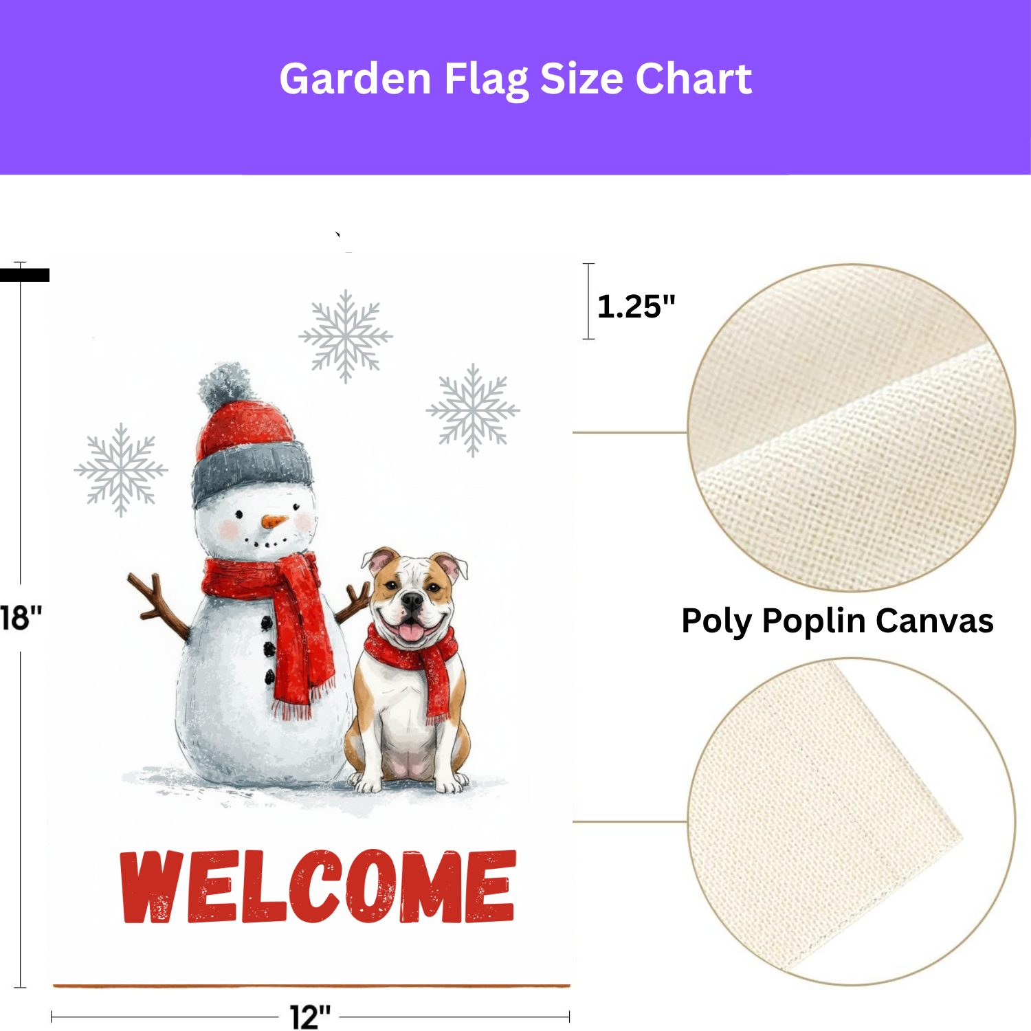 American Bulldog and Snowman Welcome Garden Flag