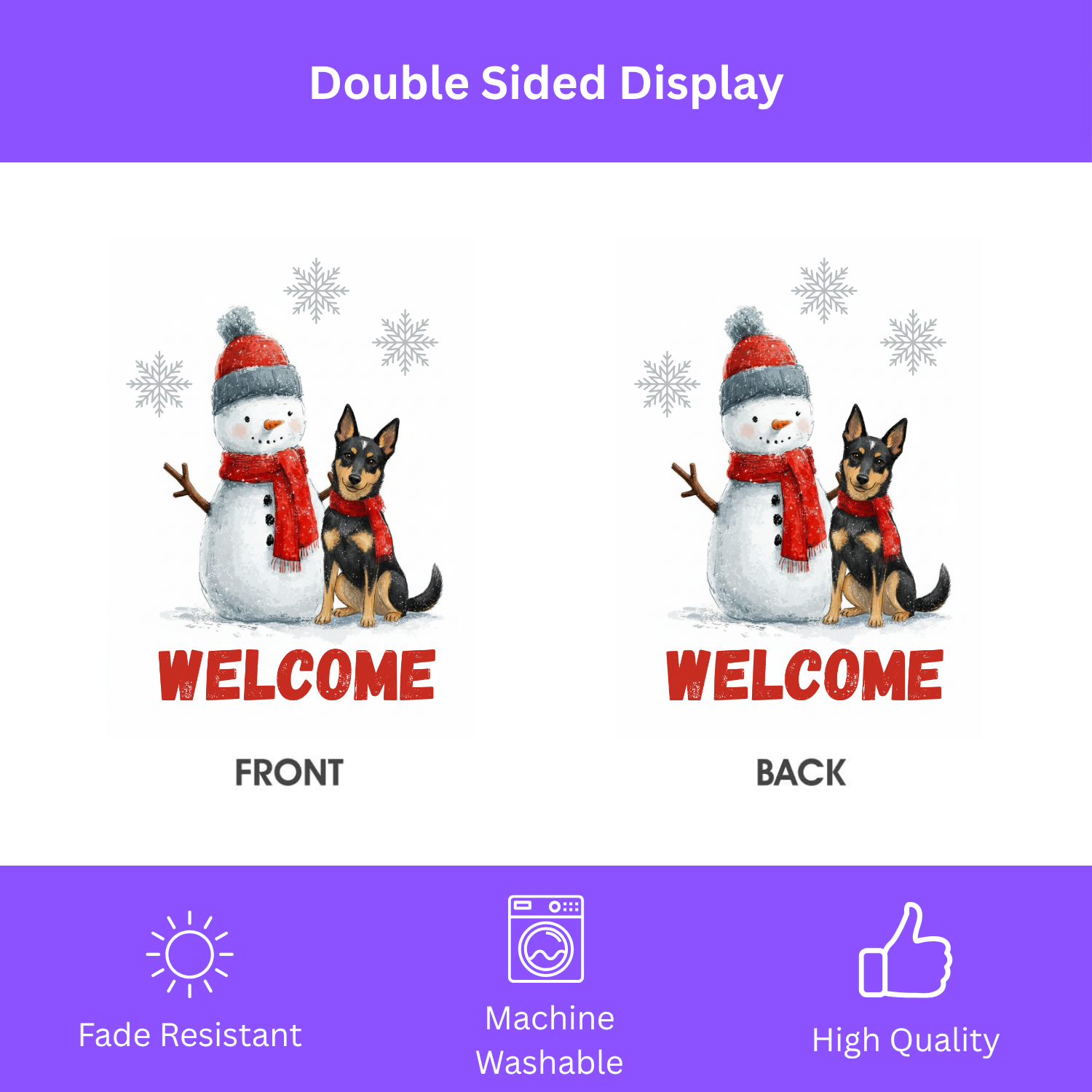 Snowman and Australian Kelpie Welcome Garden Flag