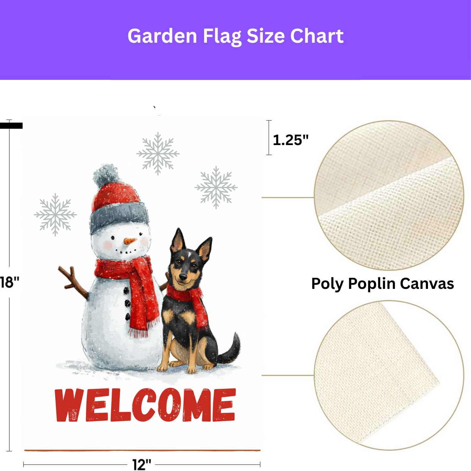 Snowman and Australian Kelpie Welcome Garden Flag