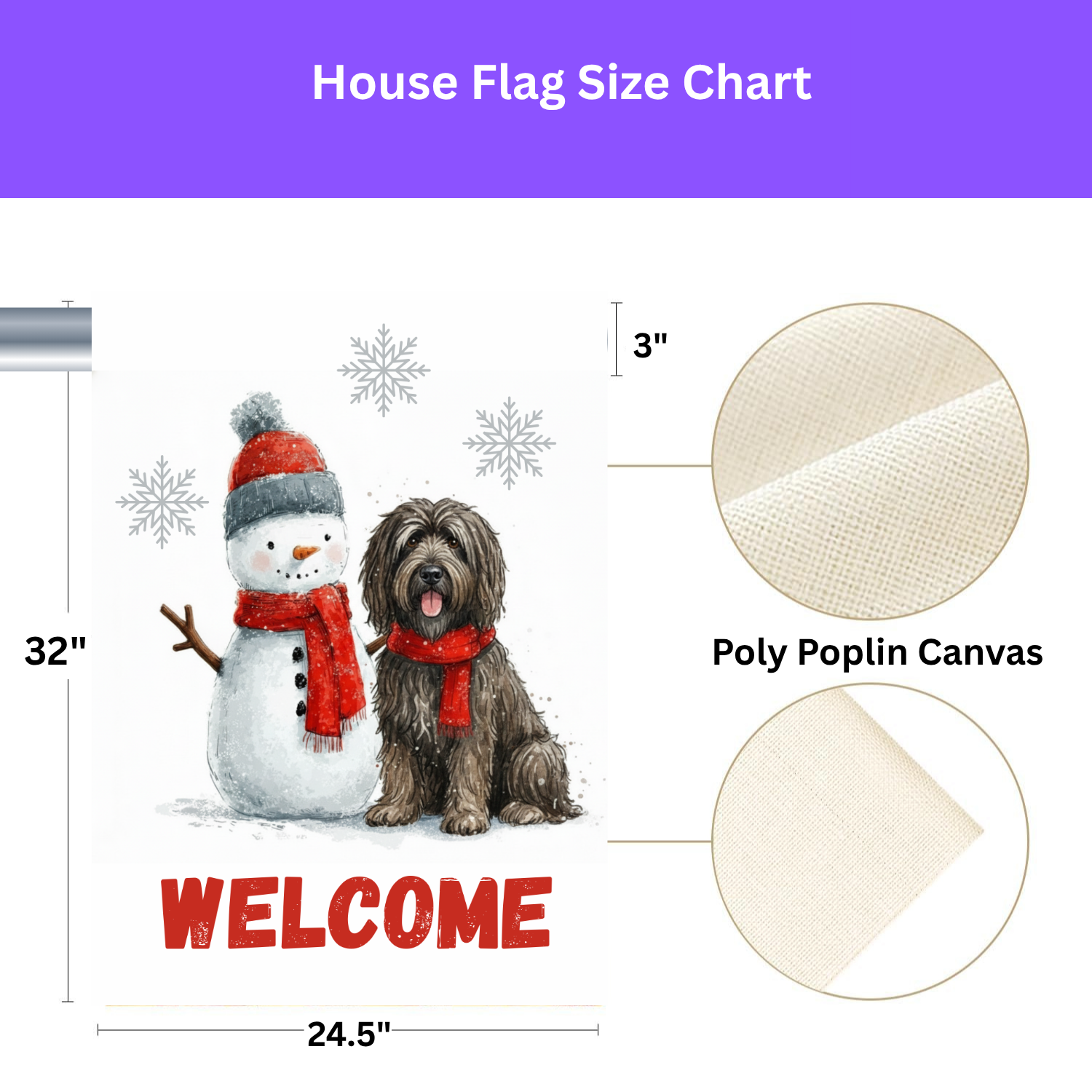 Bergamasco Sheepdog and Snowman Welcome Garden Flag