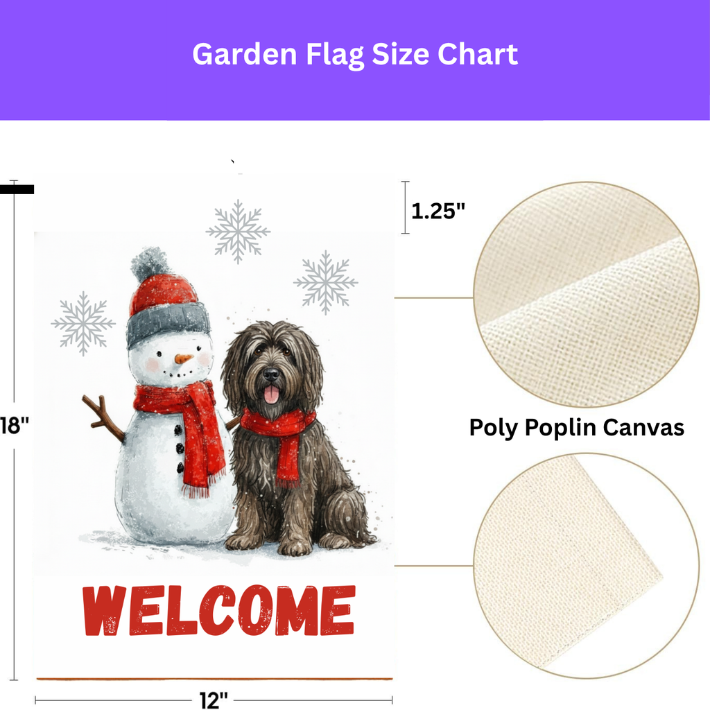 Bergamasco Sheepdog and Snowman Welcome Garden Flag