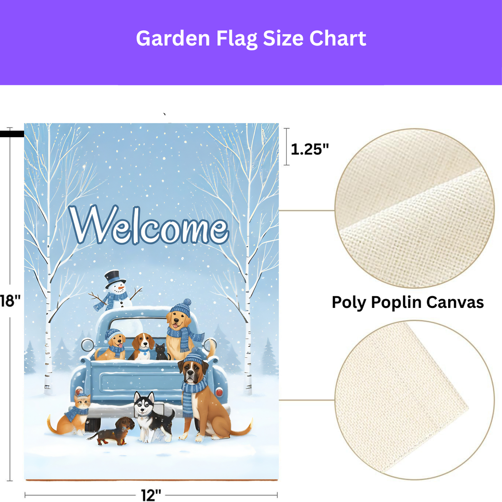 Welcome Winter Dogs  and Cats Garden Flag - porch decor - Dragonfire Gardens