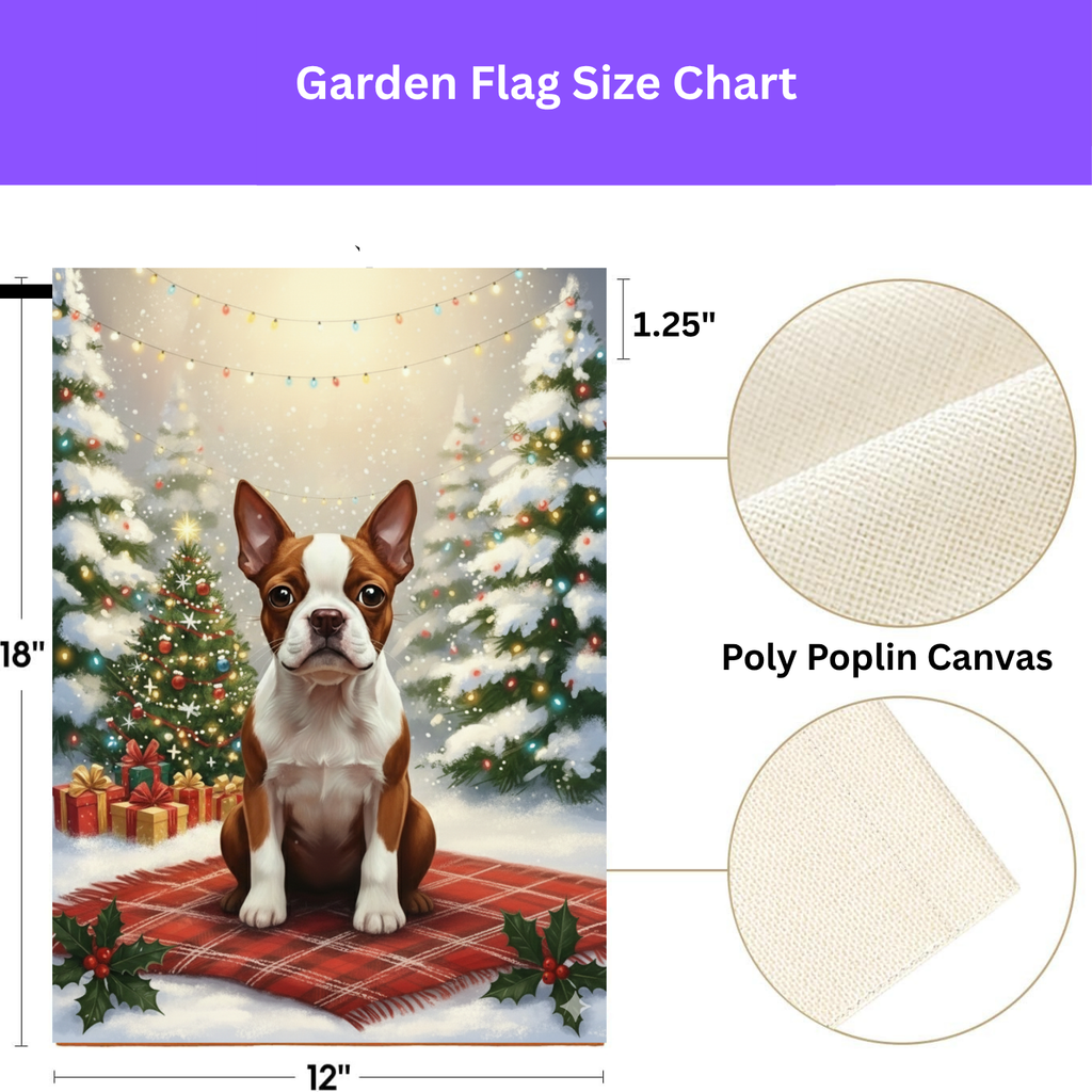 Christmas Tree With Presents Red Boston Terrier Garden Flag - porch decor - Dragonfire Gardens