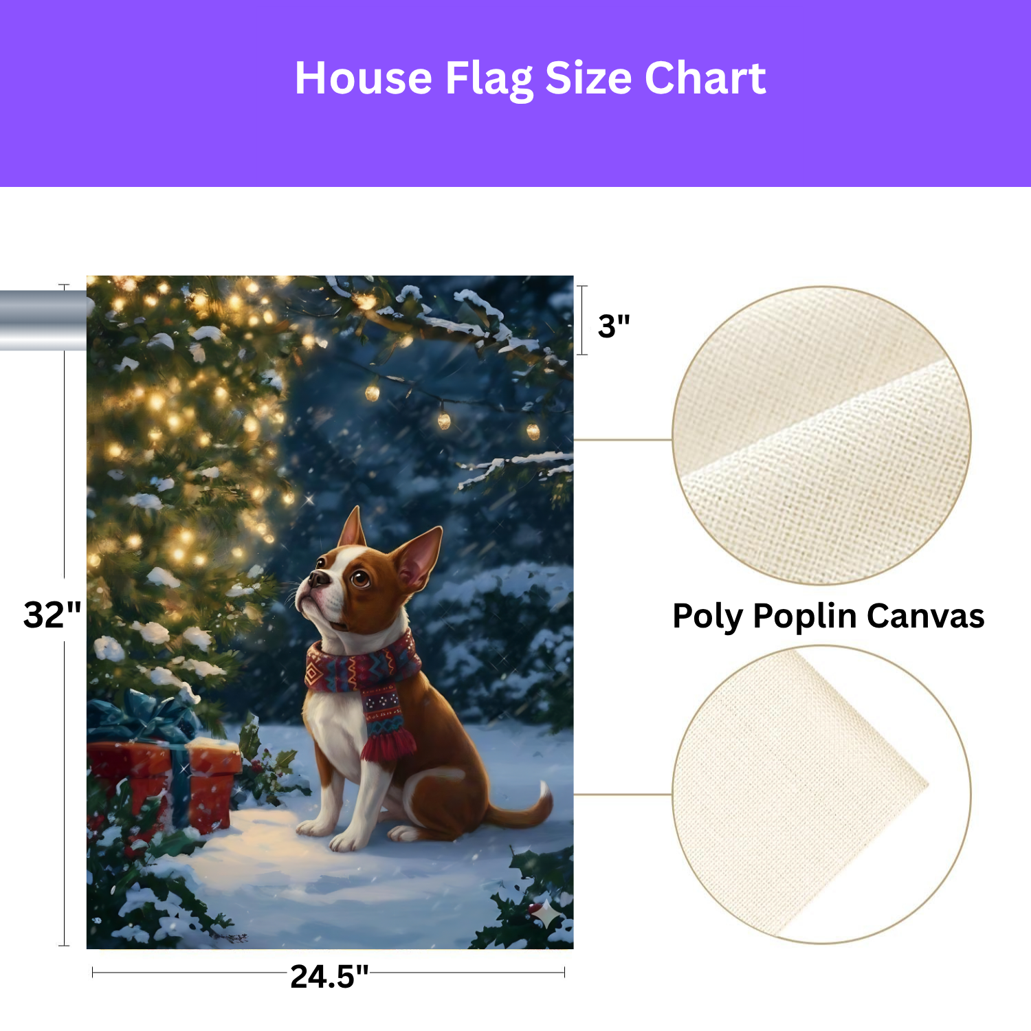 Standing By The Christmas Tree Red Boston Terrier Garden Flag - yard display - Dragonfire Gardens