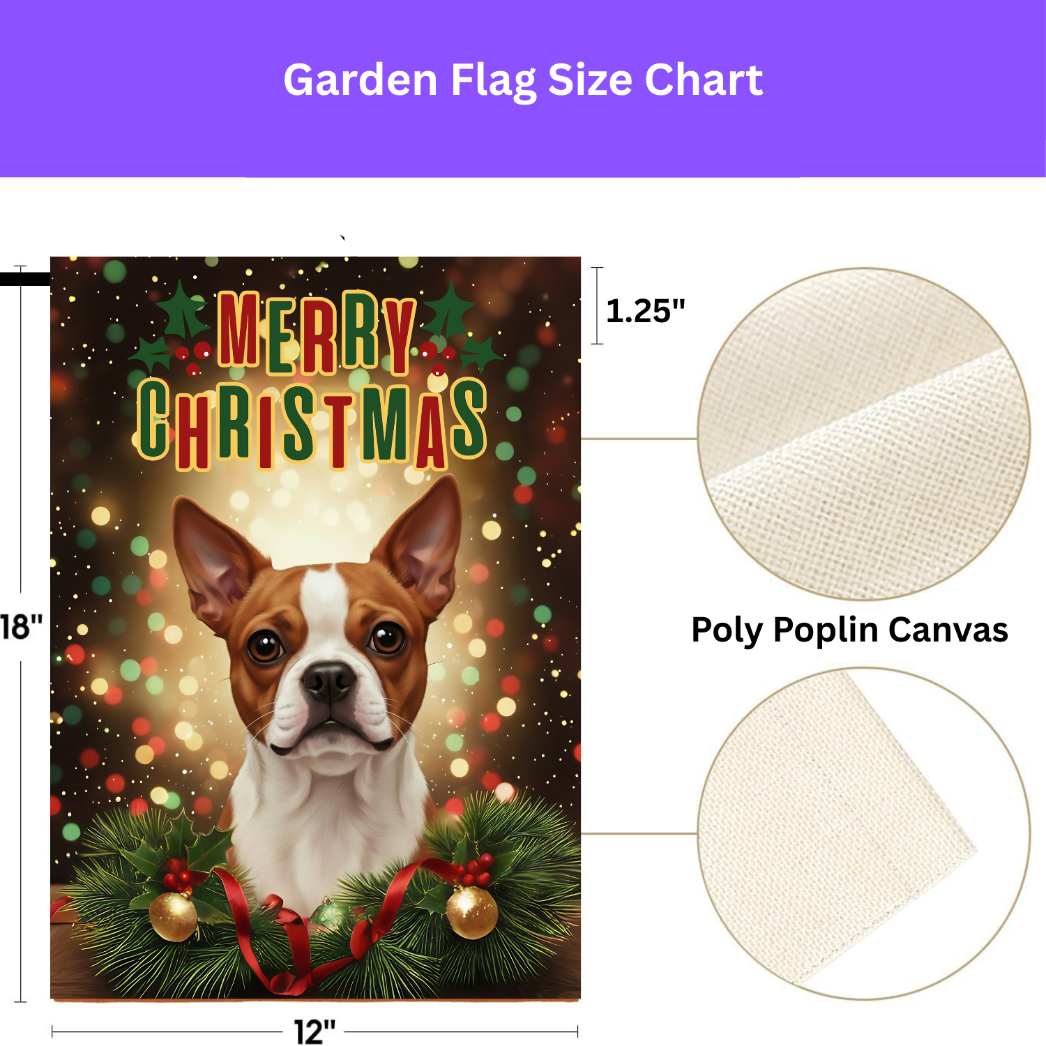 Merry Christmas Red Boston Terrier Garden Flag - porch decor - Dragonfire Gardens
