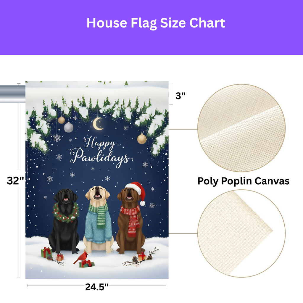 Happy Pawlidays Labrador Retrievers Garden Flag - porch decor - Dragonfire Gardens