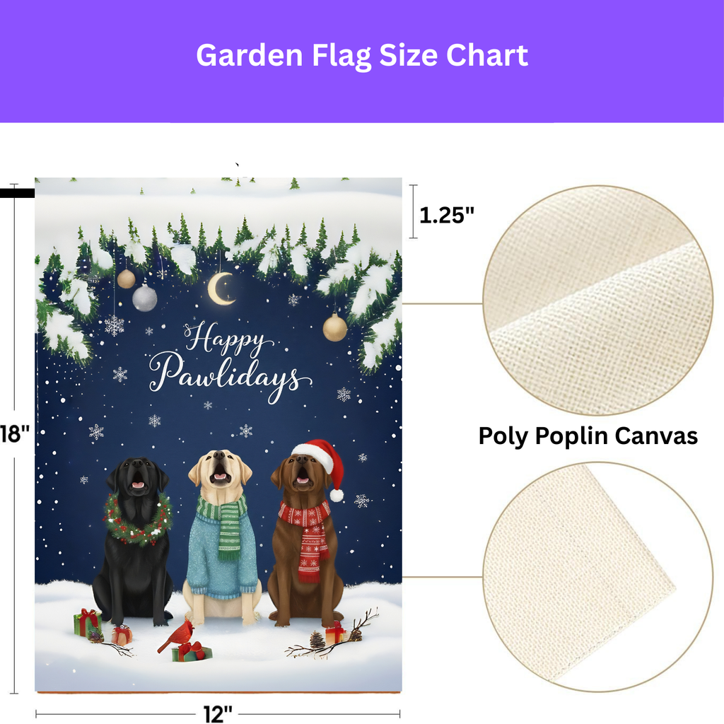 Happy Pawlidays Labrador Retrievers Garden Flag - yard display - Dragonfire Gardens