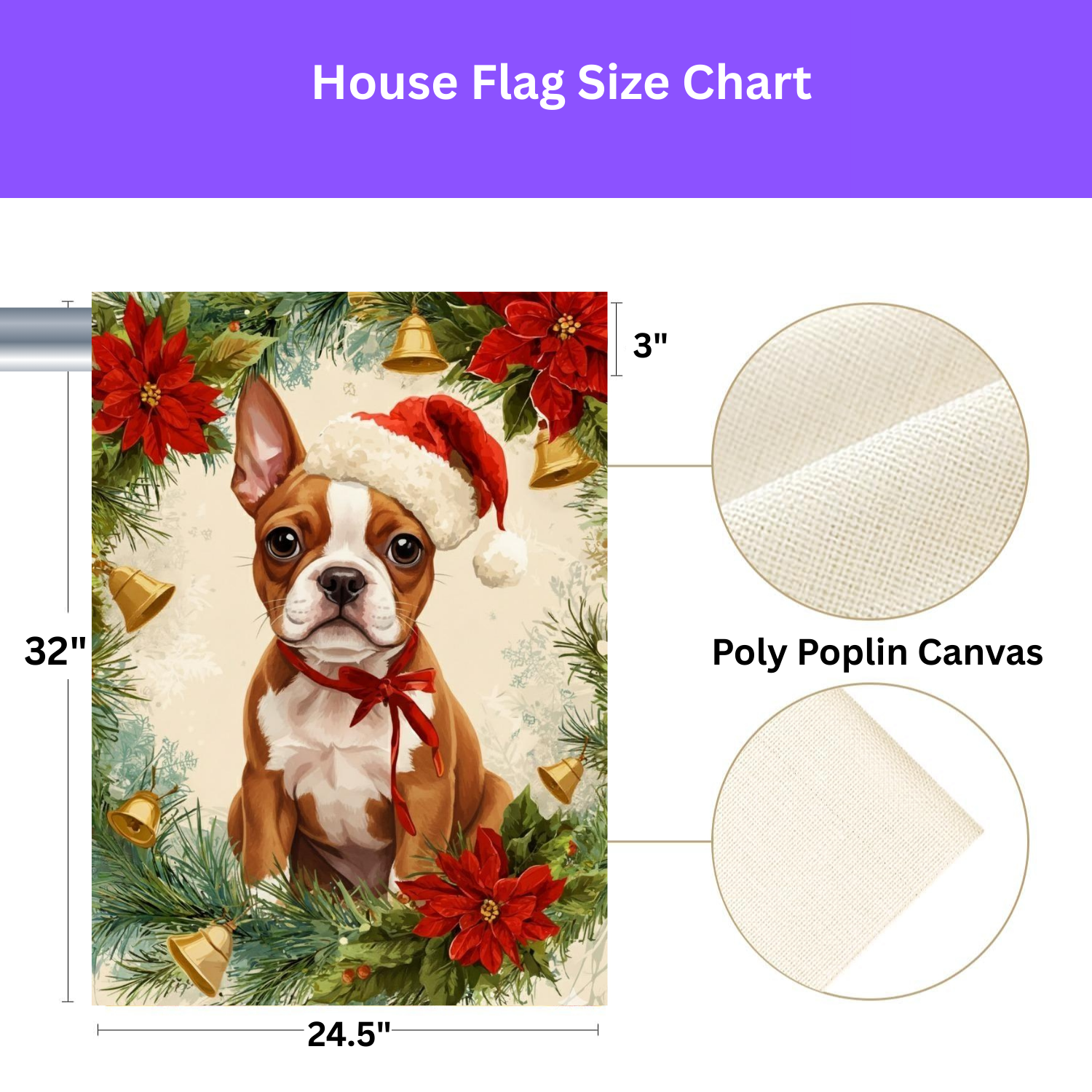 Poinsettia Wreath Red Boston Terrier Christmas Garden Flag - yard display - Dragonfire Gardens
