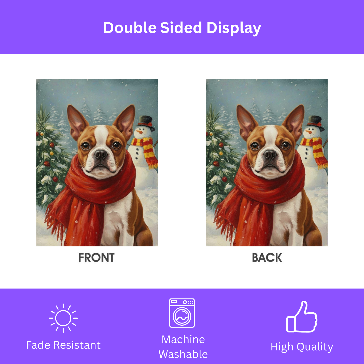 Red Scarf Red Boston Terrier Winter Garden Flag