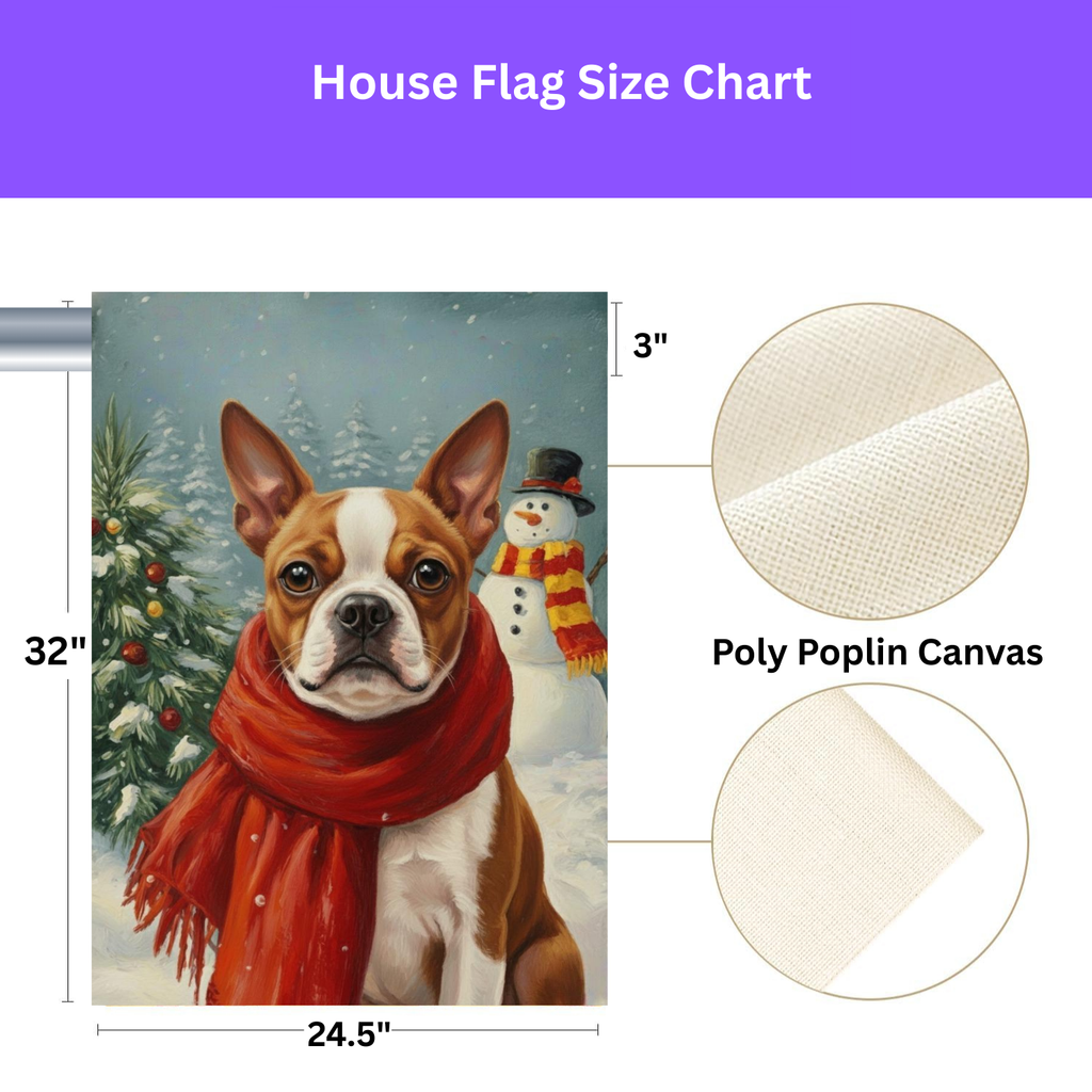 Red Scarf Red Boston Terrier Winter Garden Flag