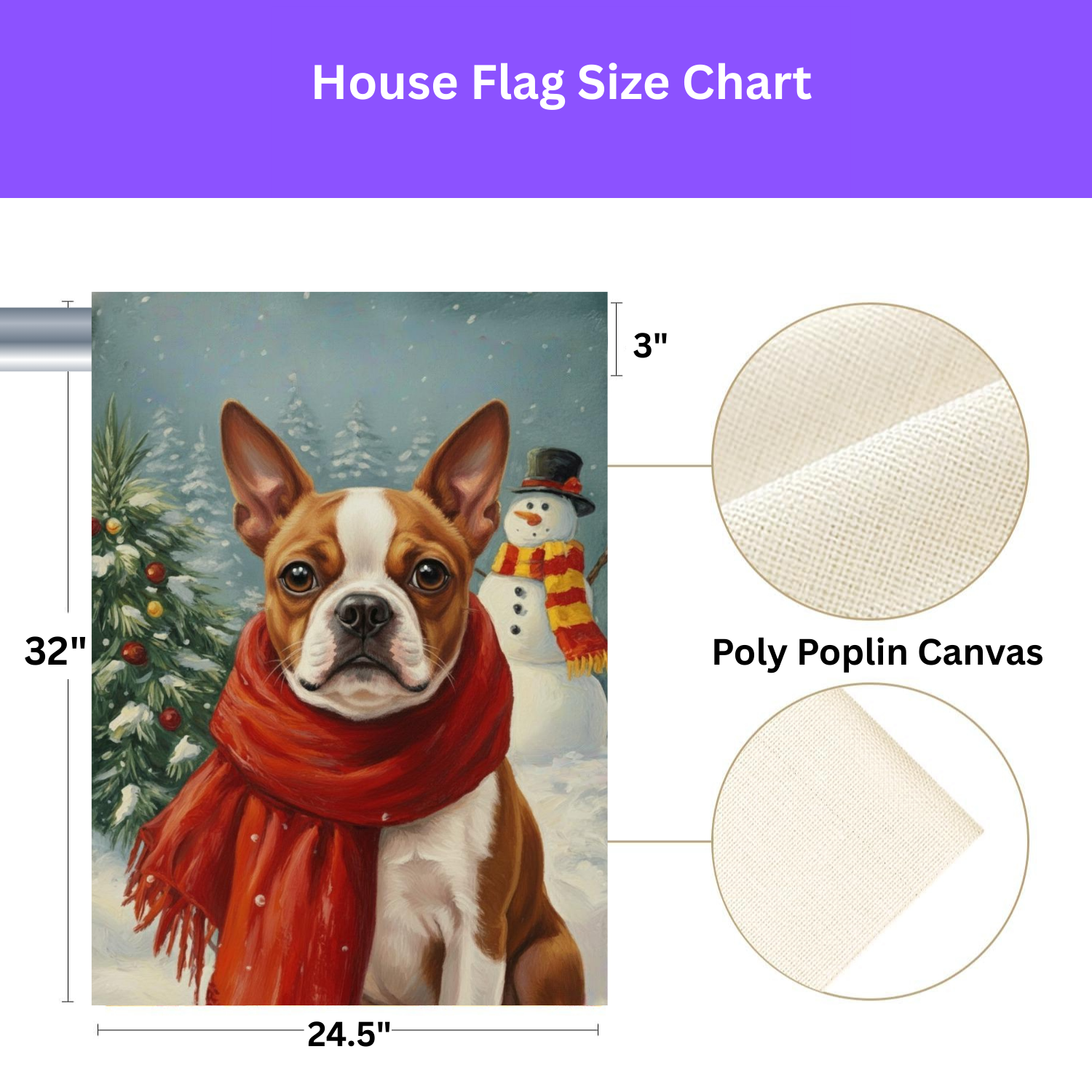 Red Scarf Red Boston Terrier Winter Garden Flag