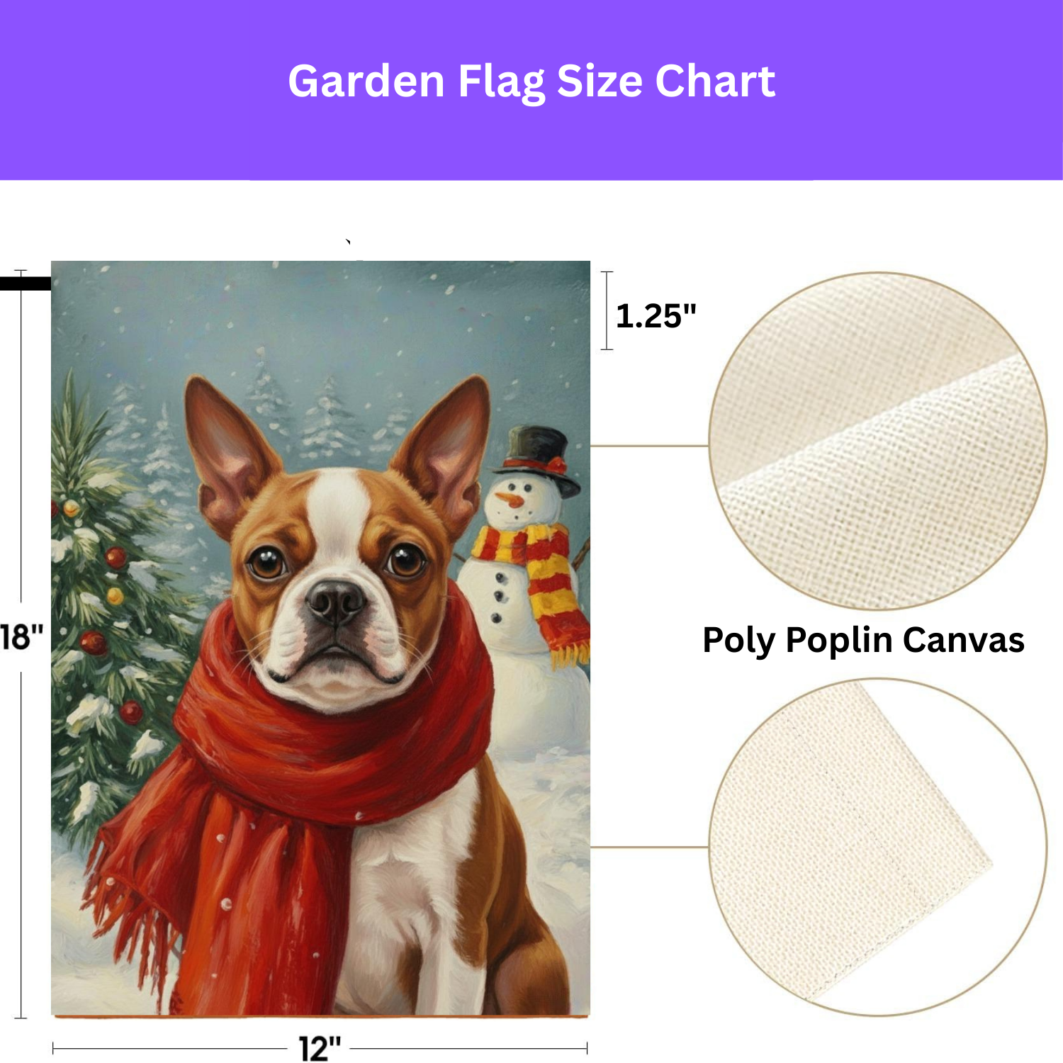 Red Scarf Red Boston Terrier Winter Garden Flag