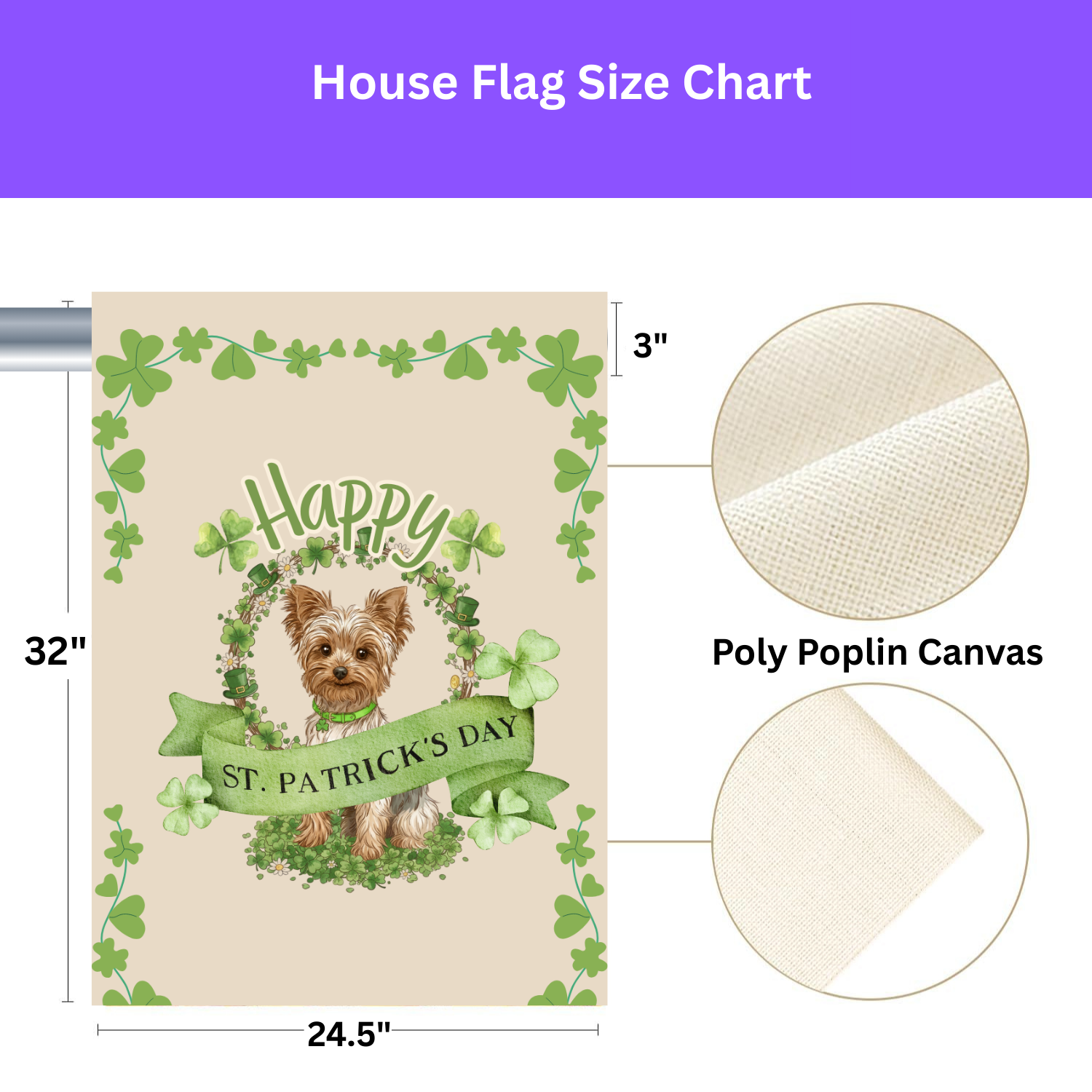 Happy St. Patrick's Day Yorkie Garden Flag