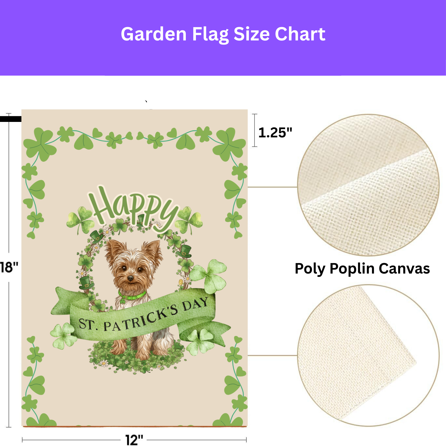 Happy St. Patrick's Day Yorkie Garden Flag