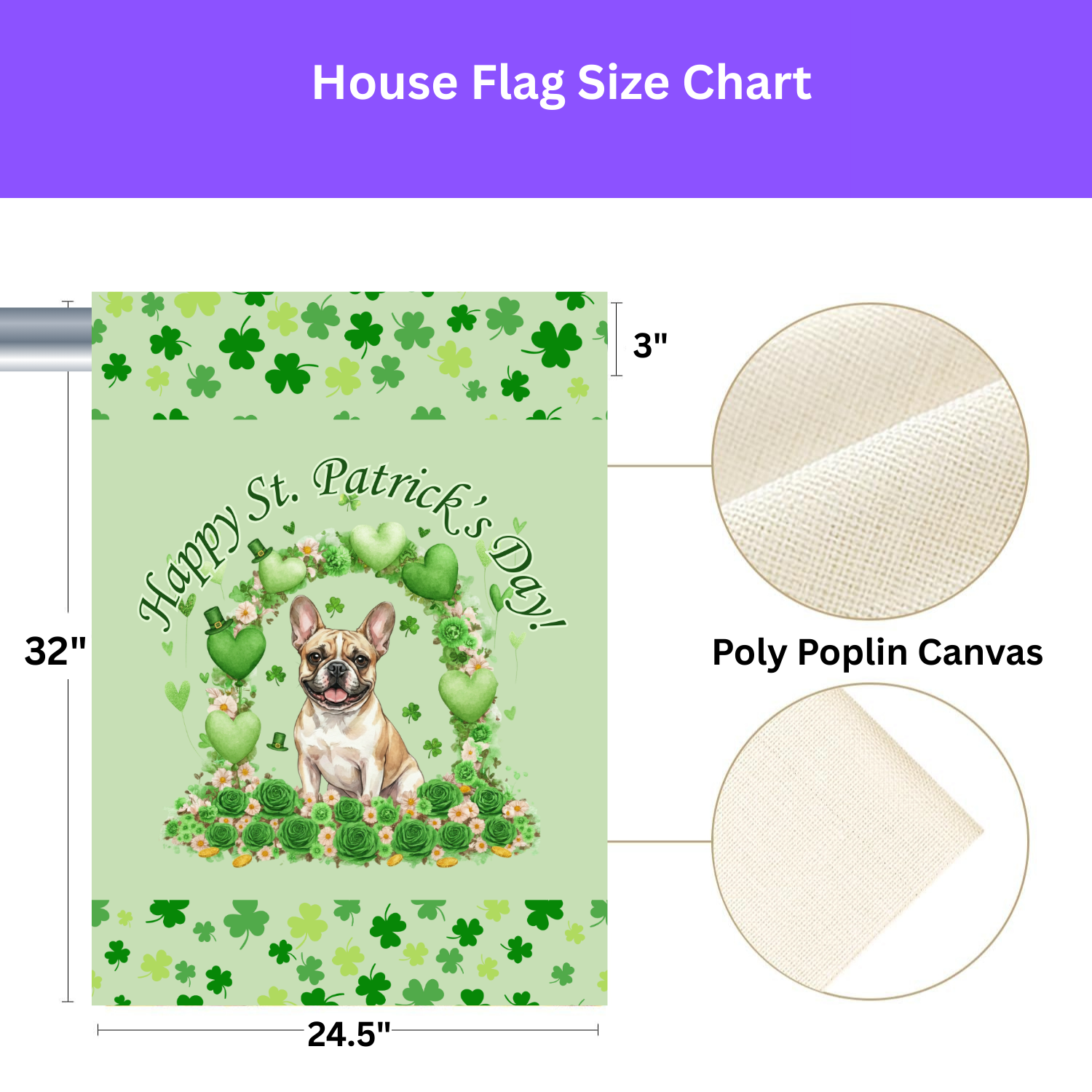 Happy St. Patrick's Day Arch French Bulldog Garden Flag - yard display - Dragonfire Gardens