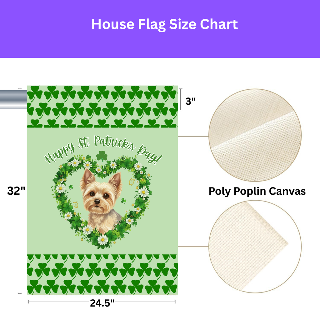 Saint Patrick's Day Shamrock Yorkshire Terrier Garden Flag - porch decor - Dragonfire Gardens