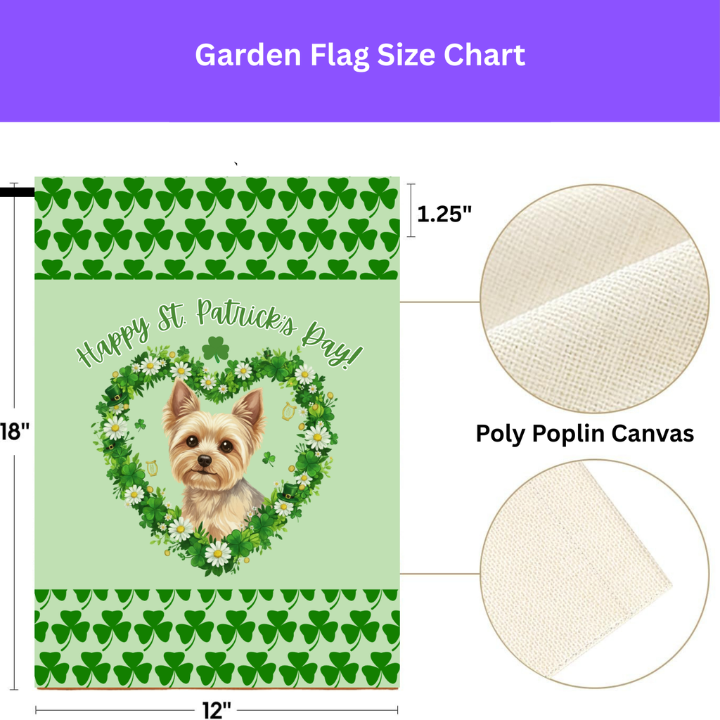 Saint Patrick's Day Shamrock Yorkshire Terrier Garden Flag - yard display - Dragonfire Gardens