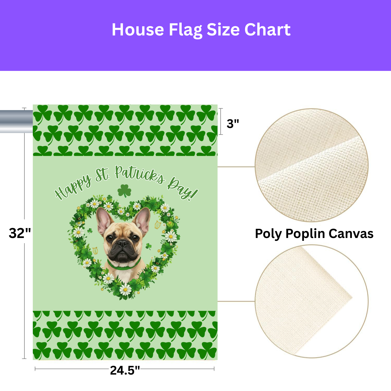 St. Patrick's Day Shamrock French Bulldog Garden Flag - yard display - Dragonfire Gardens