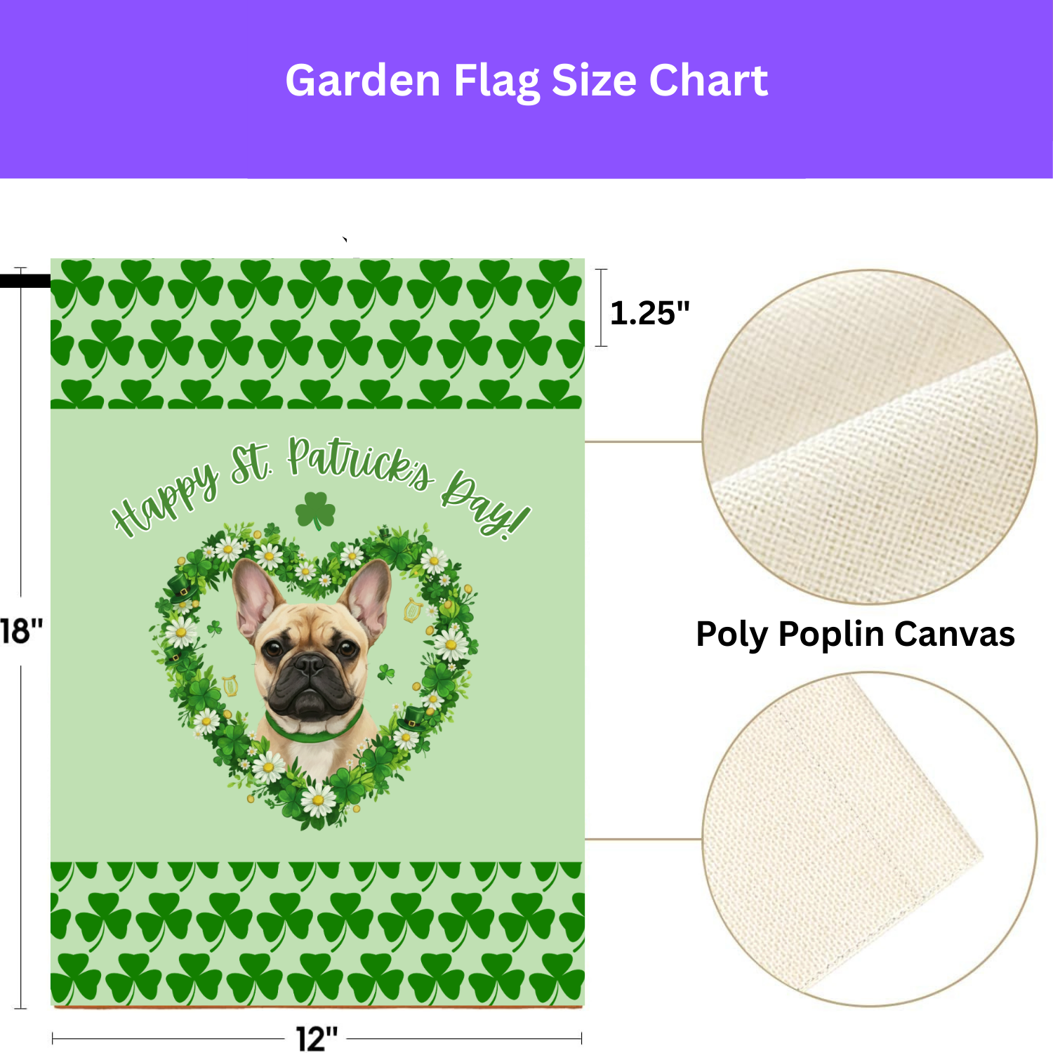 St. Patrick's Day Shamrock French Bulldog Garden Flag - porch decor - Dragonfire Gardens