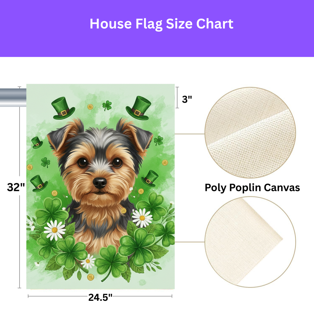 Shamrocks and Yorkie St. Patrick's Day Garden Flag - yard display - Dragonfire Gardens