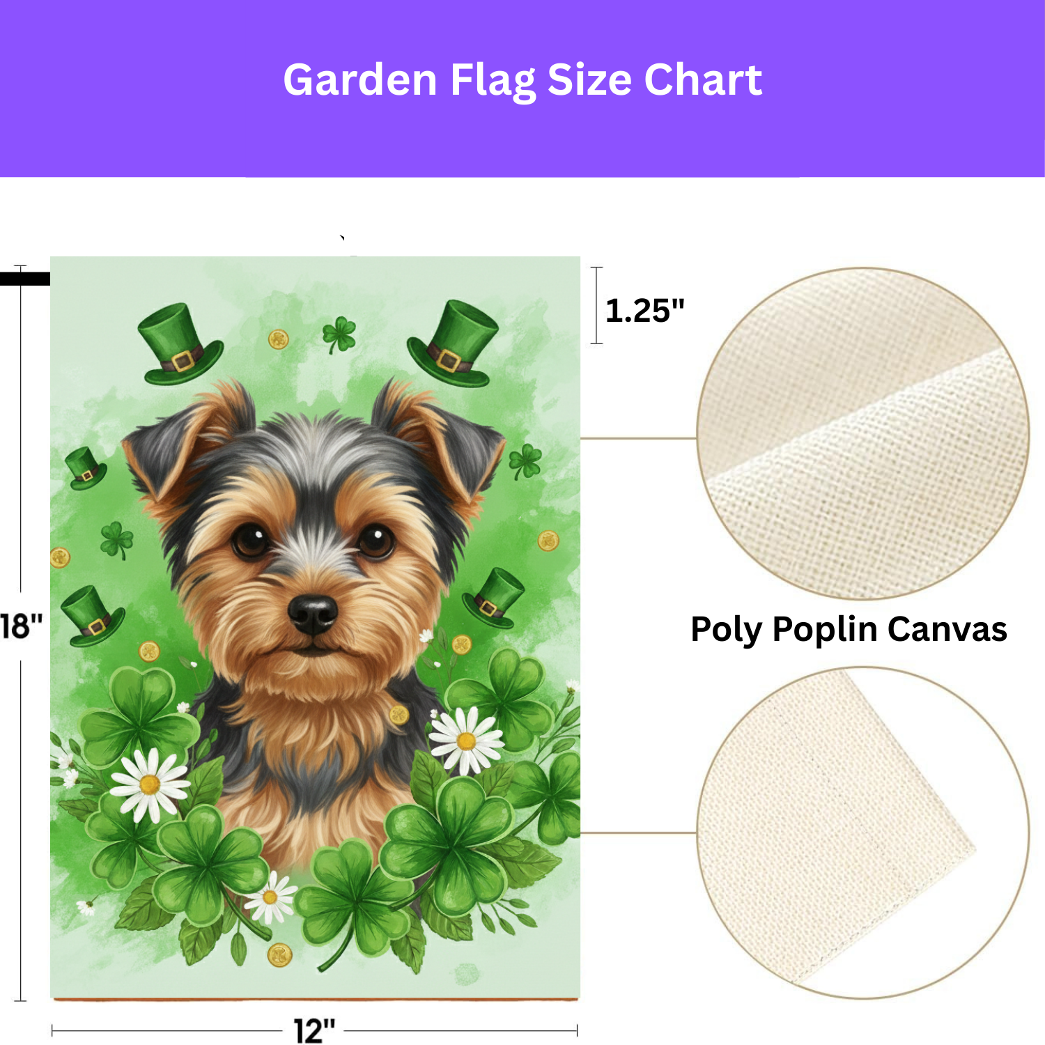 Shamrocks and Yorkie St. Patrick's Day Garden Flag - porch decor - Dragonfire Gardens