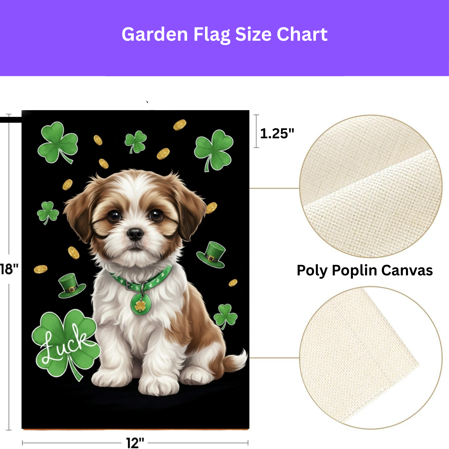 Luck Shih Tzu St. Patrick's Day Garden Flag - porch decor - Dragonfire Gardens