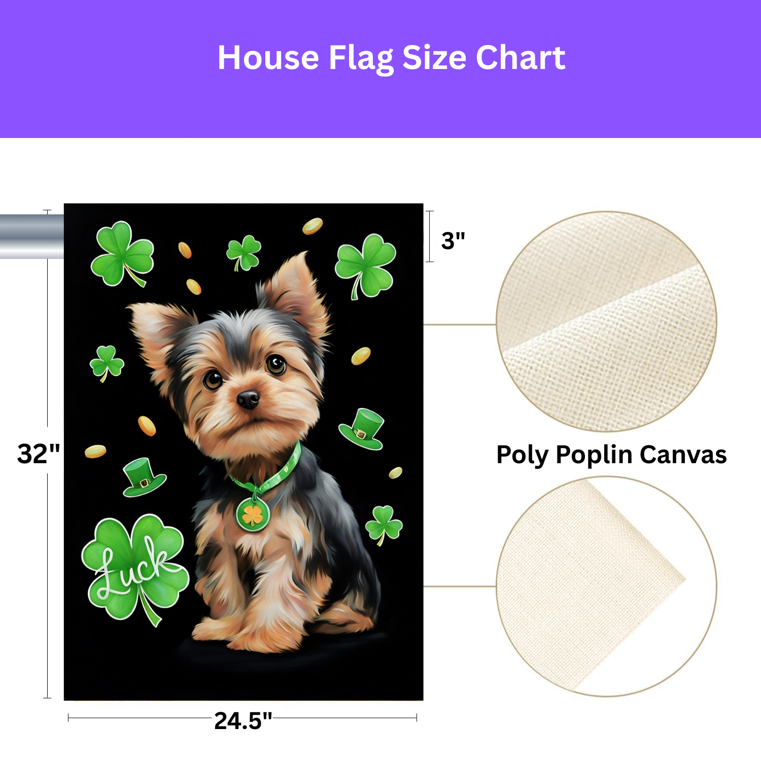 Luck Yorkshire Terrier St. Patrick's Day Garden Flag - yard display - Dragonfire Gardens