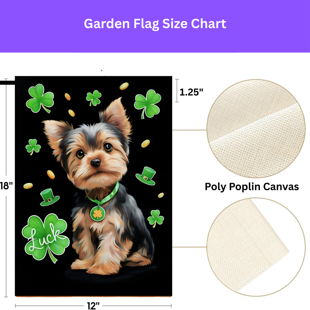 Luck Yorkshire Terrier St. Patrick's Day Garden Flag - porch decor - Dragonfire Gardens