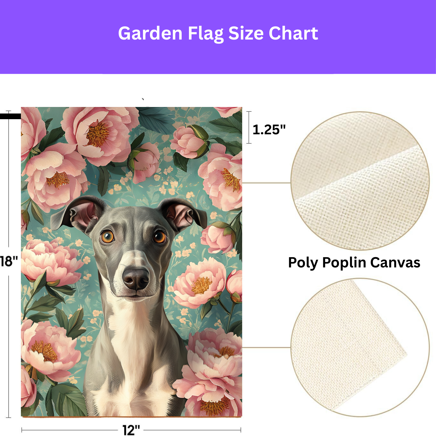 Pink Peony Greyhound Garden Flag - porch decor - Dragonfire Gardens