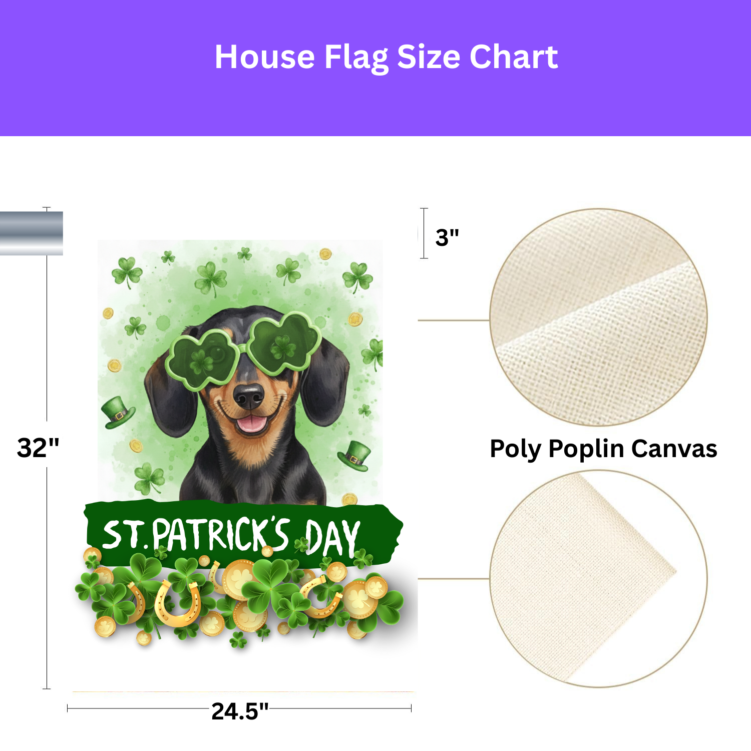 St. Patrick's Clover Glasses Dachshund Garden Flag - yard display - Dragonfire Gardens