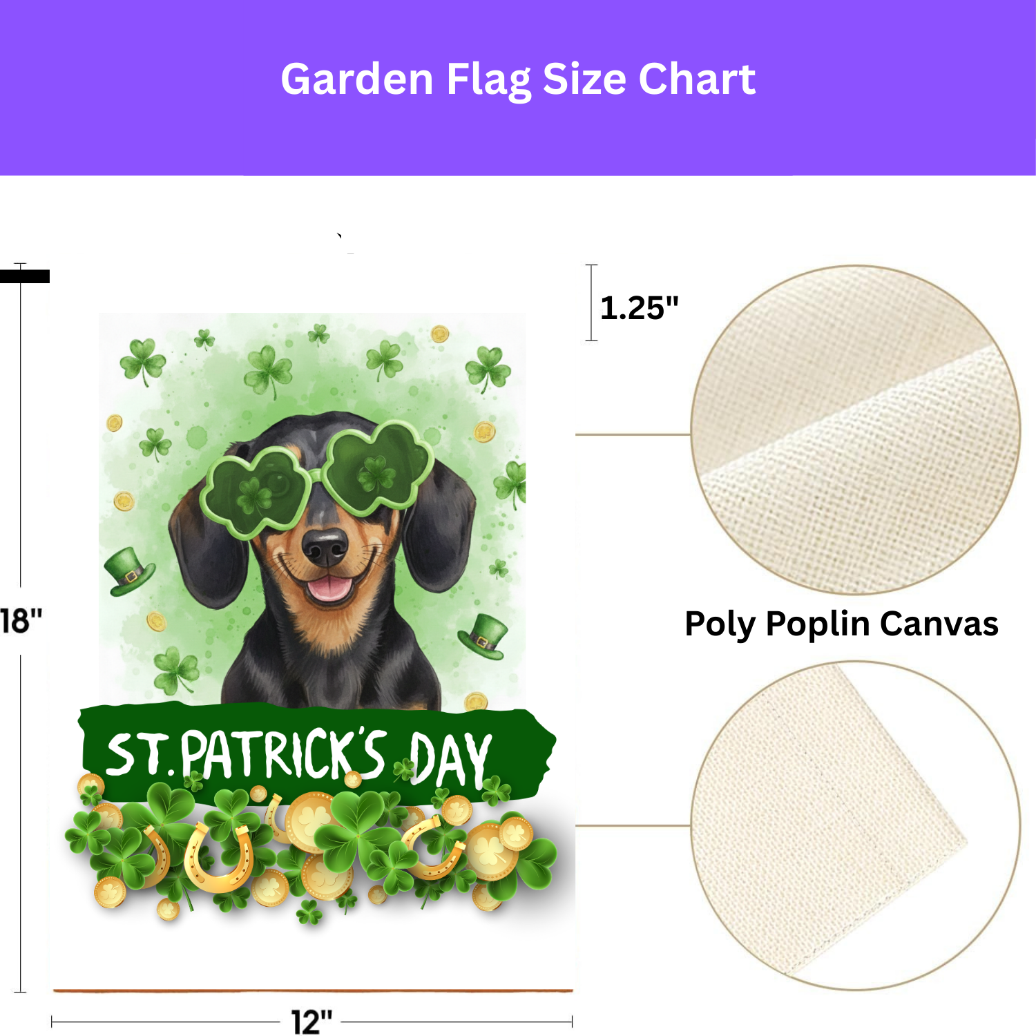 St. Patrick's Clover Glasses Dachshund Garden Flag - porch decor - Dragonfire Gardens