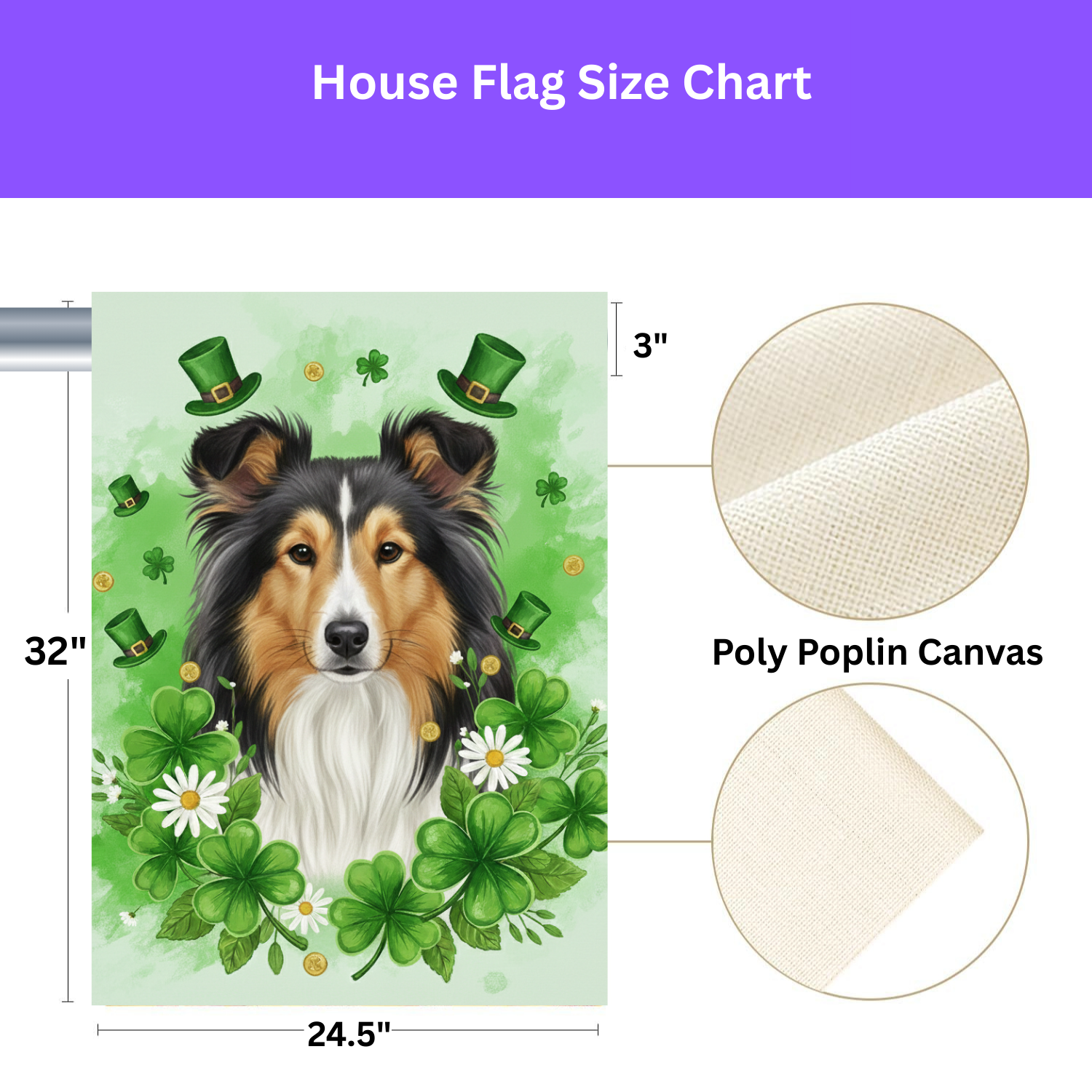 Shamrock and Sheltie St. Patrick's Day Garden Flag - yard display - Dragonfire Gardens