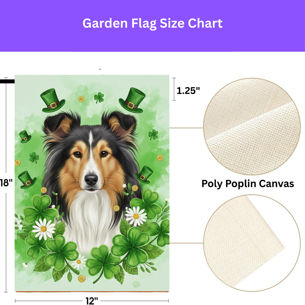 Shamrock and Sheltie St. Patrick's Day Garden Flag - porch decor - Dragonfire Gardens