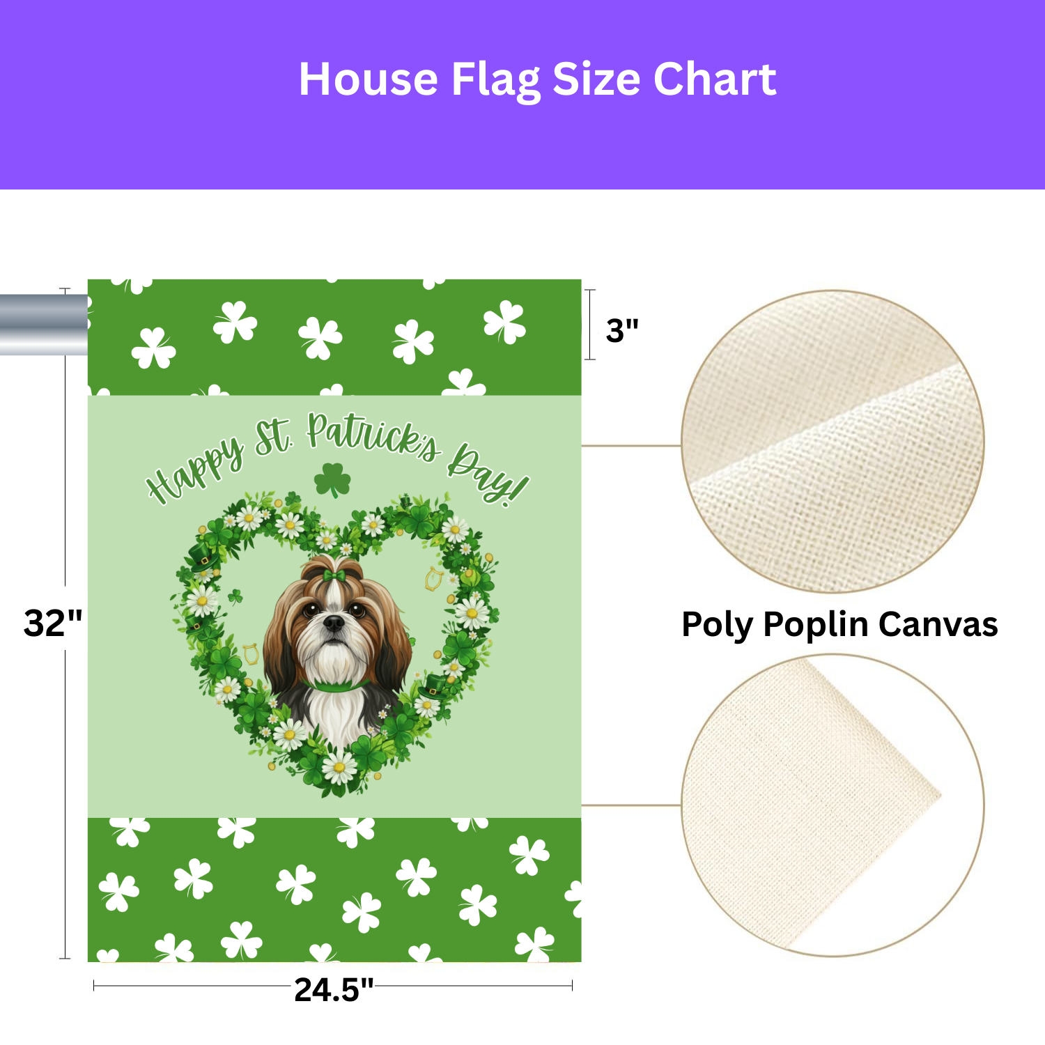 St. Patrick’s Day Shamrock Shih Tzu Garden Flag - yard display - Dragonfire Gardens