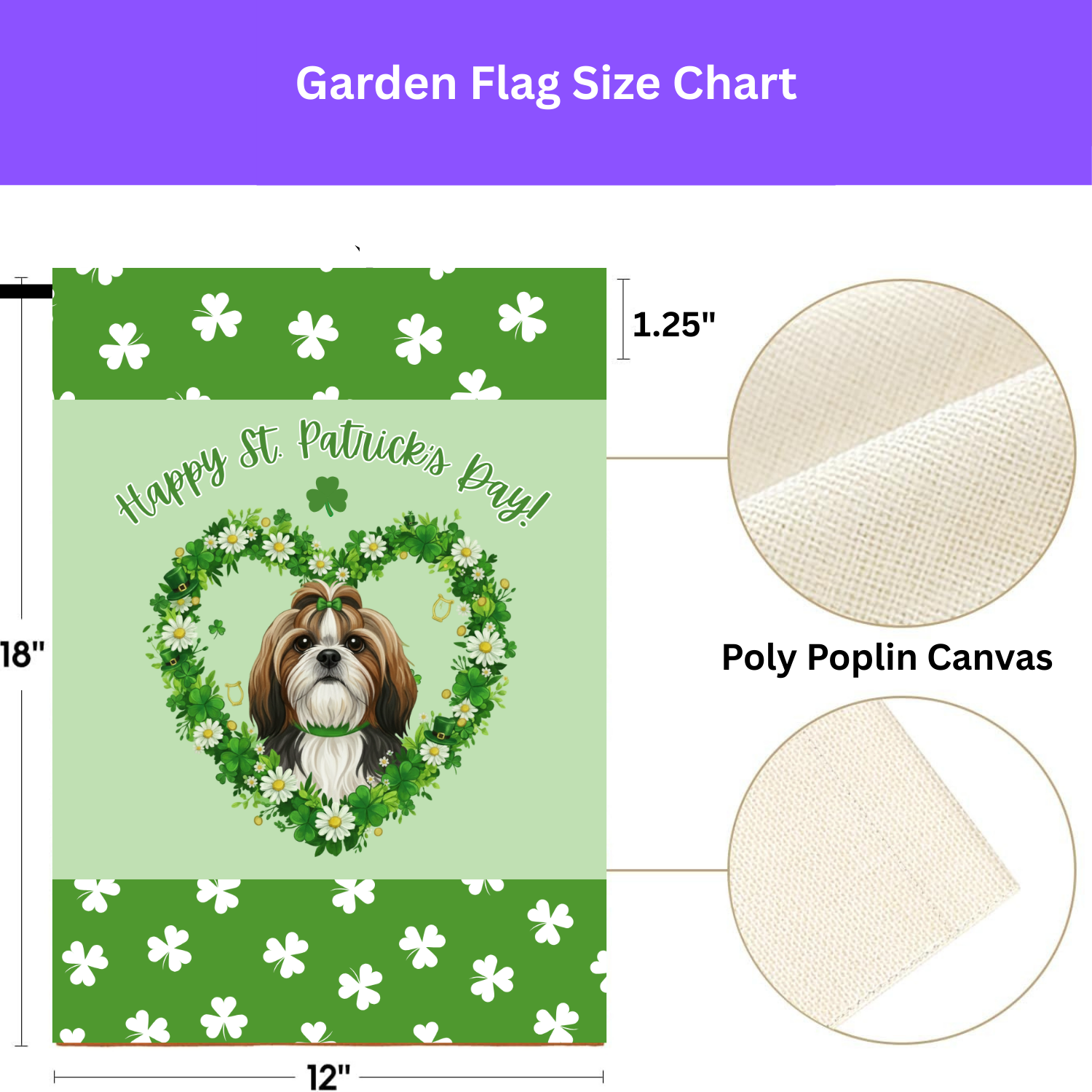 St. Patrick’s Day Shamrock Shih Tzu Garden Flag - porch decor - Dragonfire Gardens
