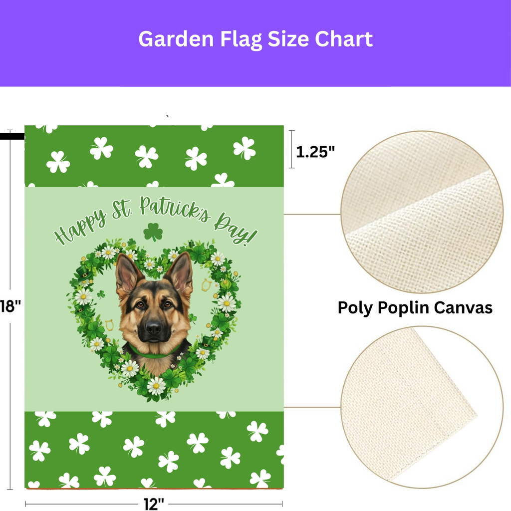 St. Patrick's Day Shamrock German Shepherd Garden Flag - yard display - Dragonfire Gardens