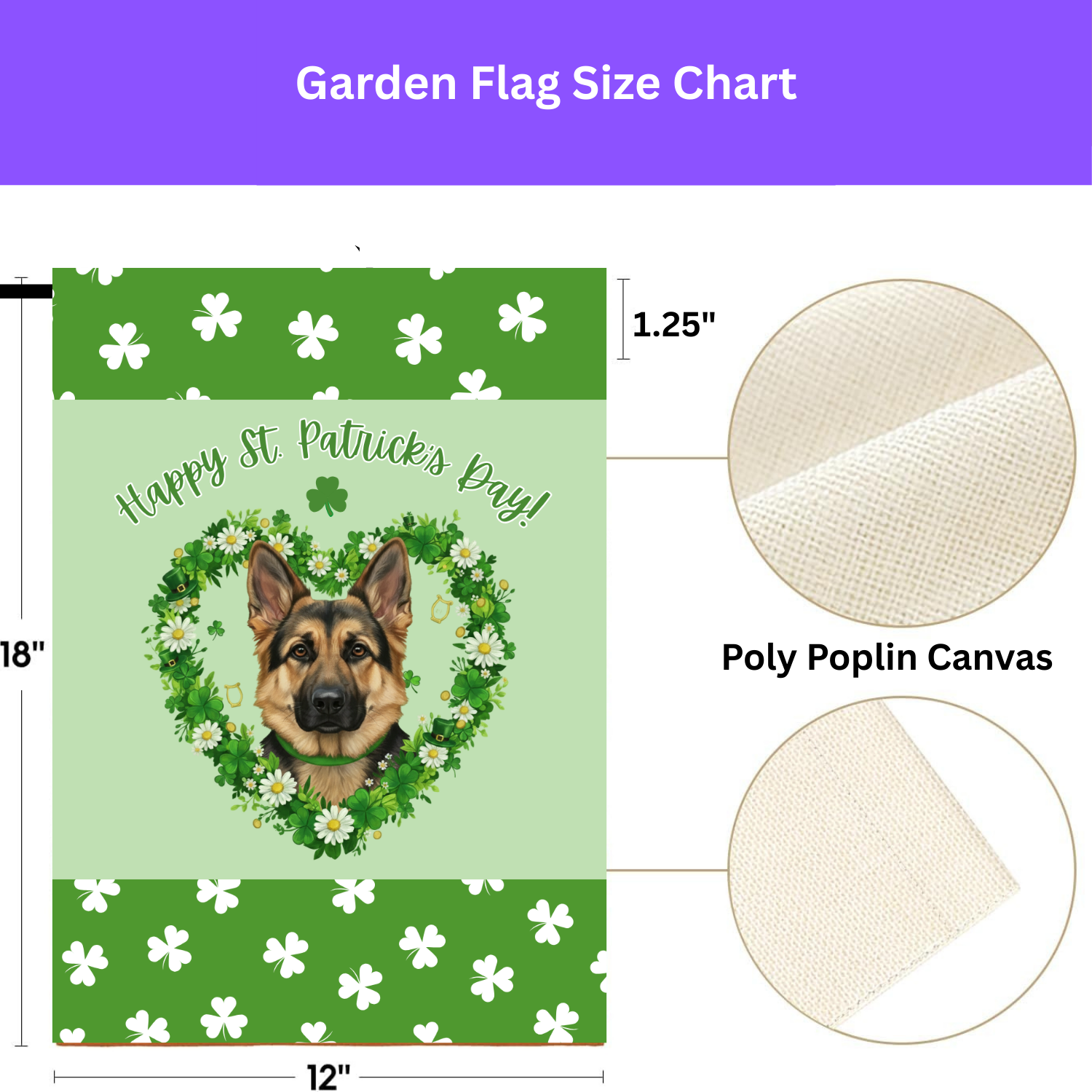 St. Patrick's Day Shamrock German Shepherd Garden Flag - yard display - Dragonfire Gardens