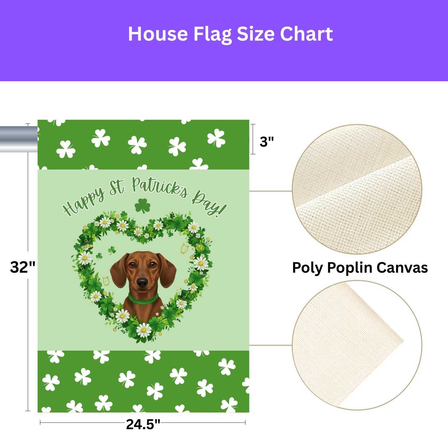 St. Patrick's Day Shamrock Dachshund Garden Flag - yard display - Dragonfire Gardens