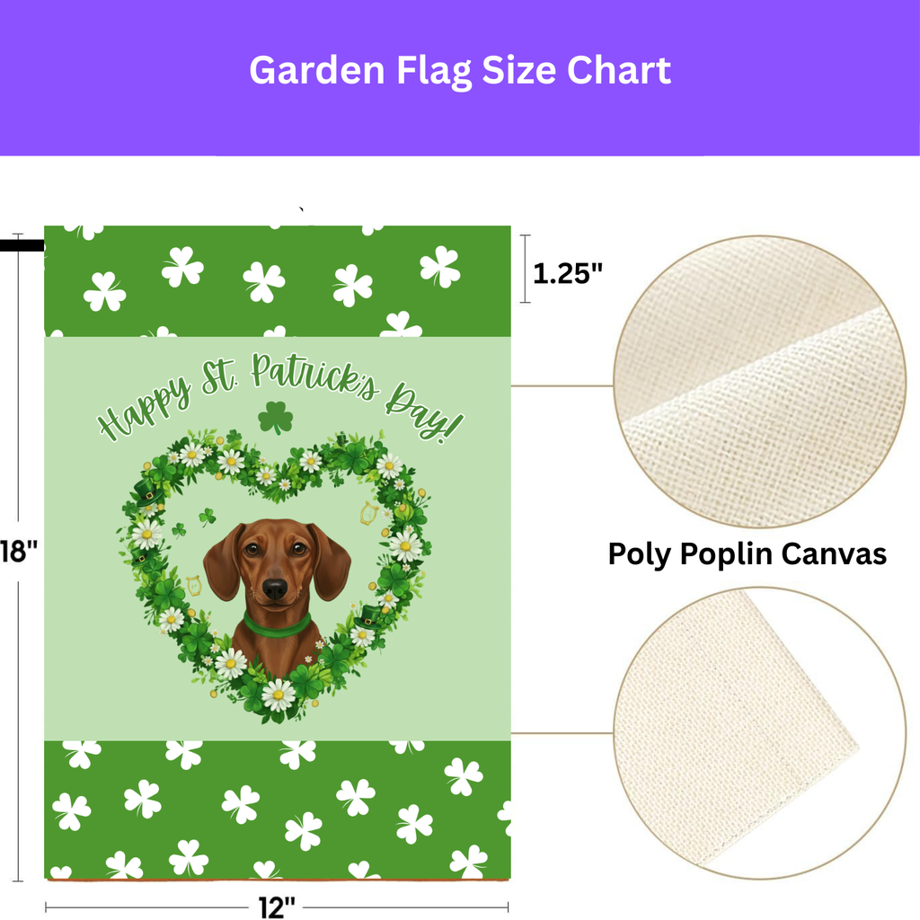 St. Patrick's Day Shamrock Dachshund Garden Flag - porch decor - Dragonfire Gardens