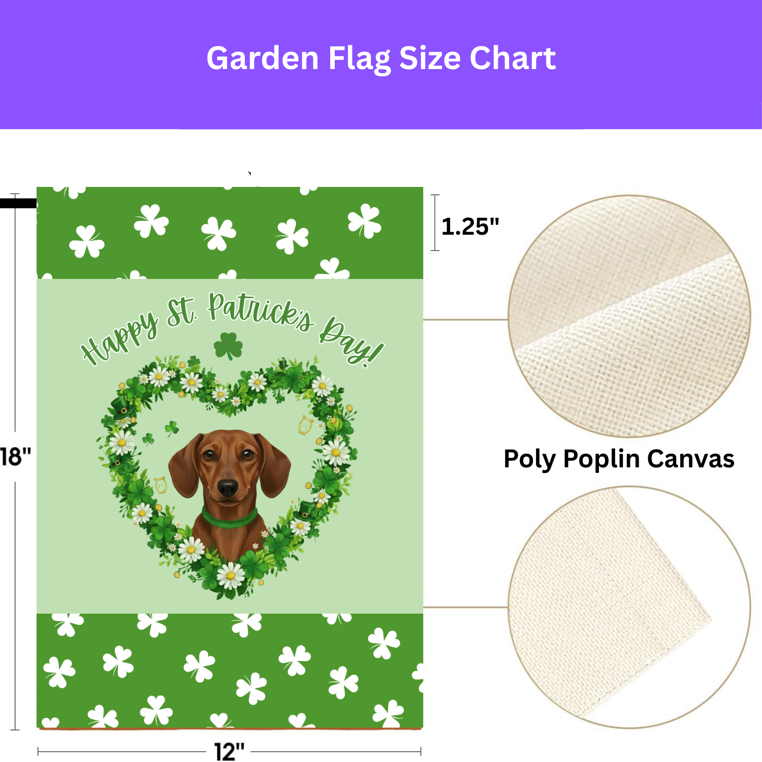 St. Patrick's Day Shamrock Dachshund Garden Flag - porch decor - Dragonfire Gardens