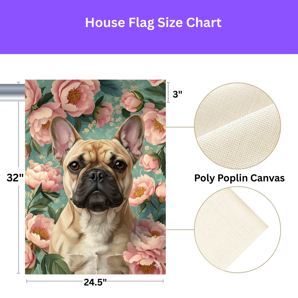 Pink Peony French Bulldog Garden Flag