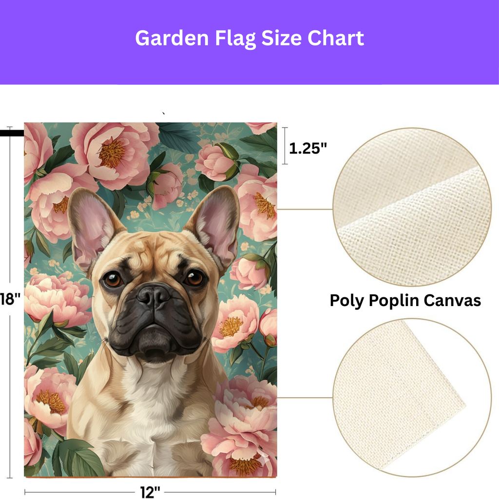 Pink Peony French Bulldog Garden Flag