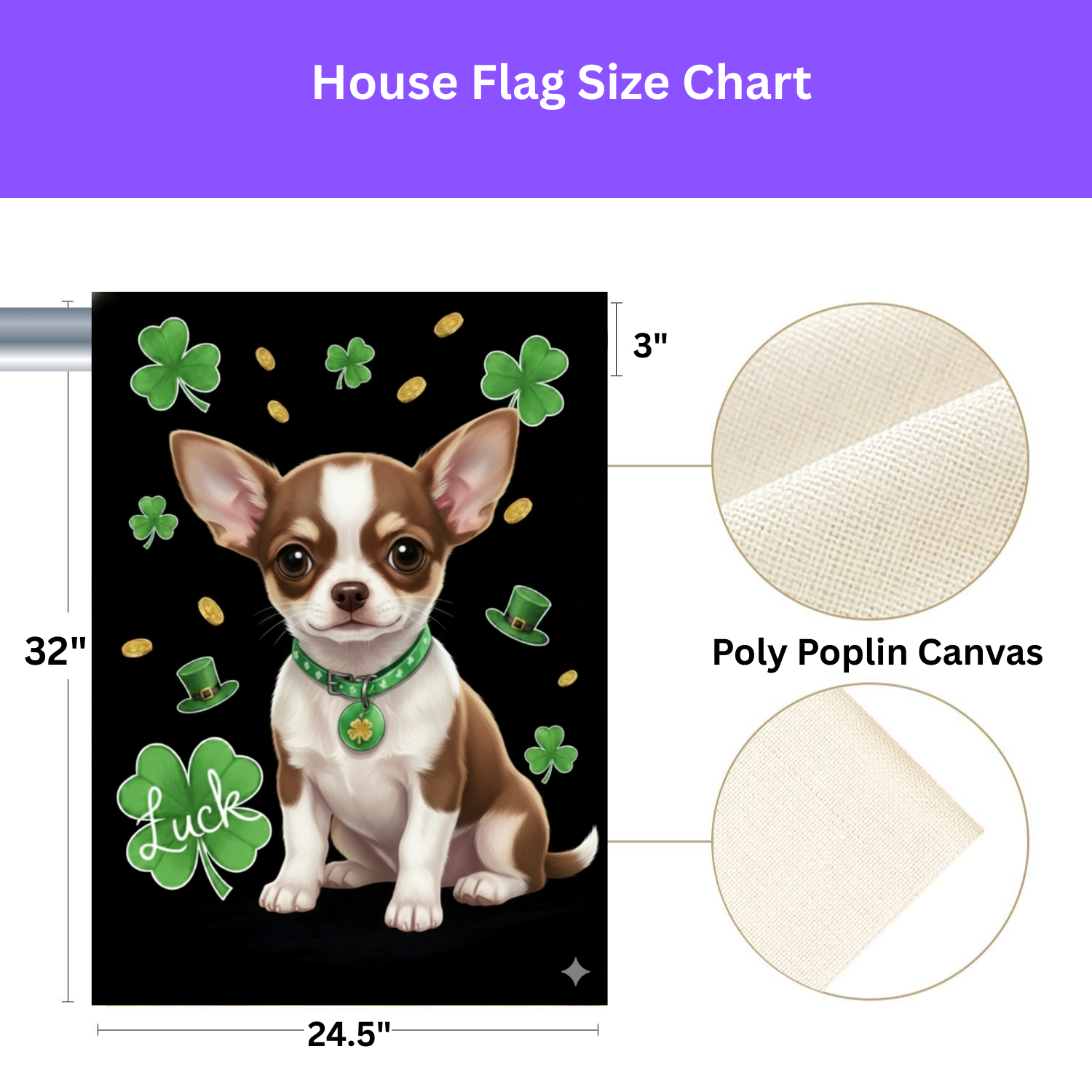 Luck St. Patrick’s Chihuahua Garden Flag - yard display - Dragonfire Gardens