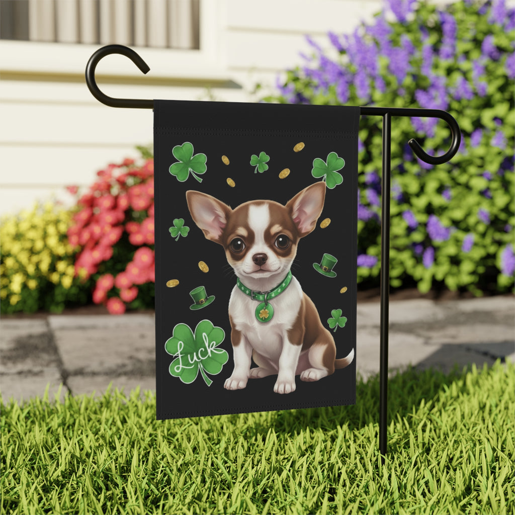 Luck St. Patrick’s Chihuahua Garden Flag - outdoor display - Dragonfire Gardens