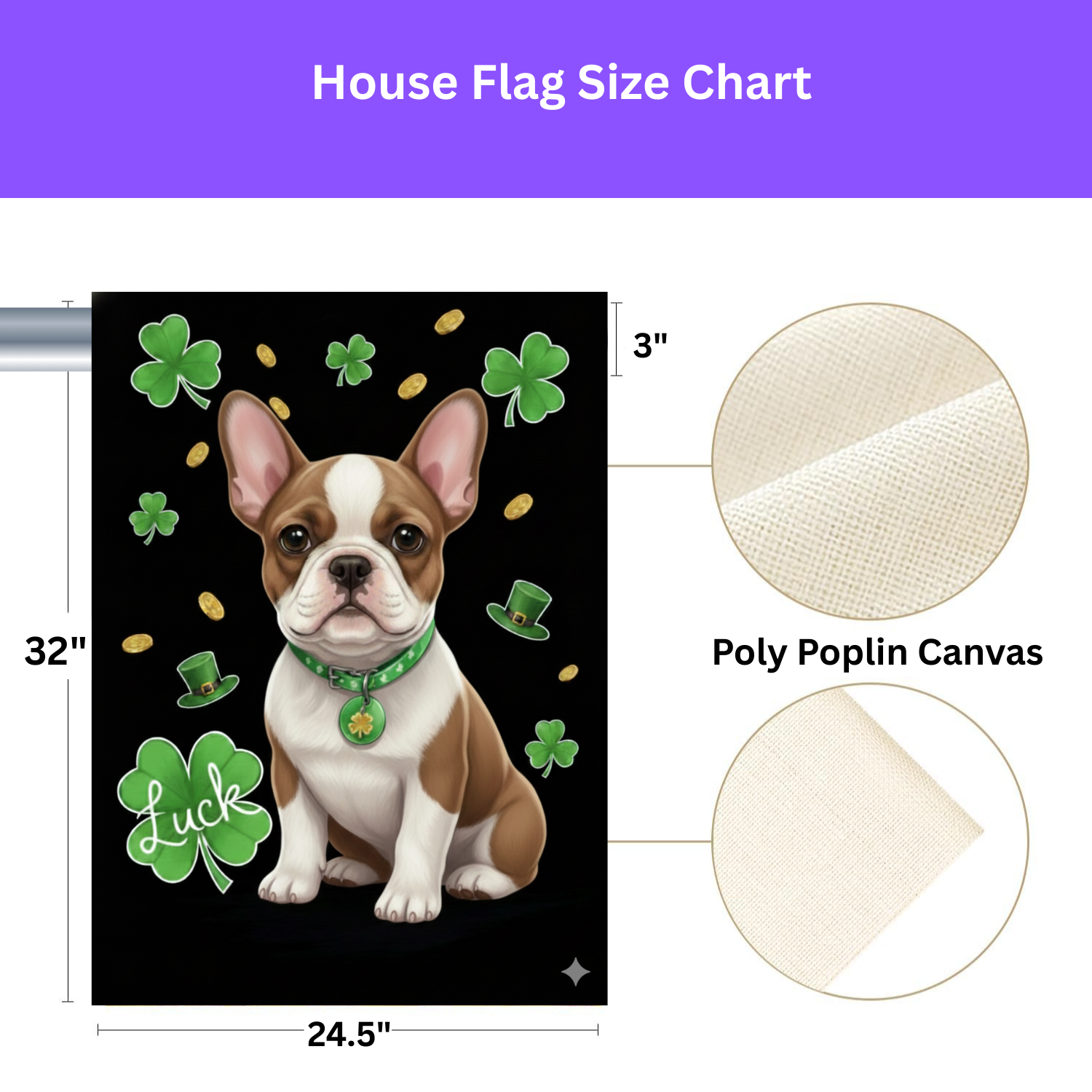 Luck French Bulldog St. Patrick’s Day Garden Flag - yard display - Dragonfire Gardens