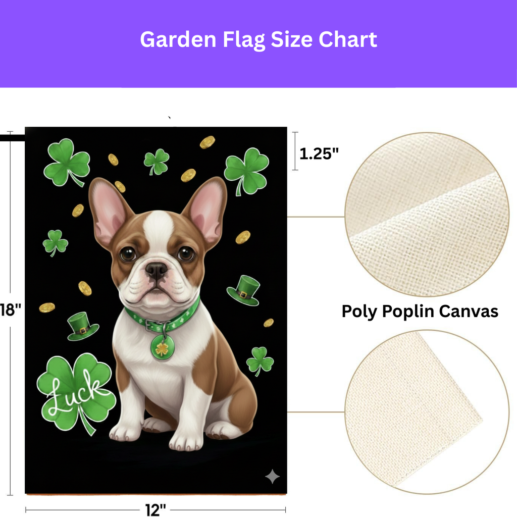 Luck French Bulldog St. Patrick’s Day Garden Flag - porch decor - Dragonfire Gardens