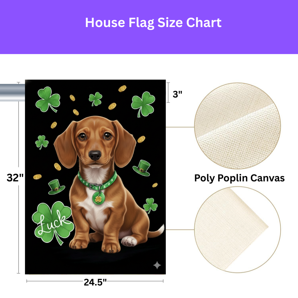 Luck Dachshund St. Patrick's Day Garden Flag - porch decor - Dragonfire Gardens